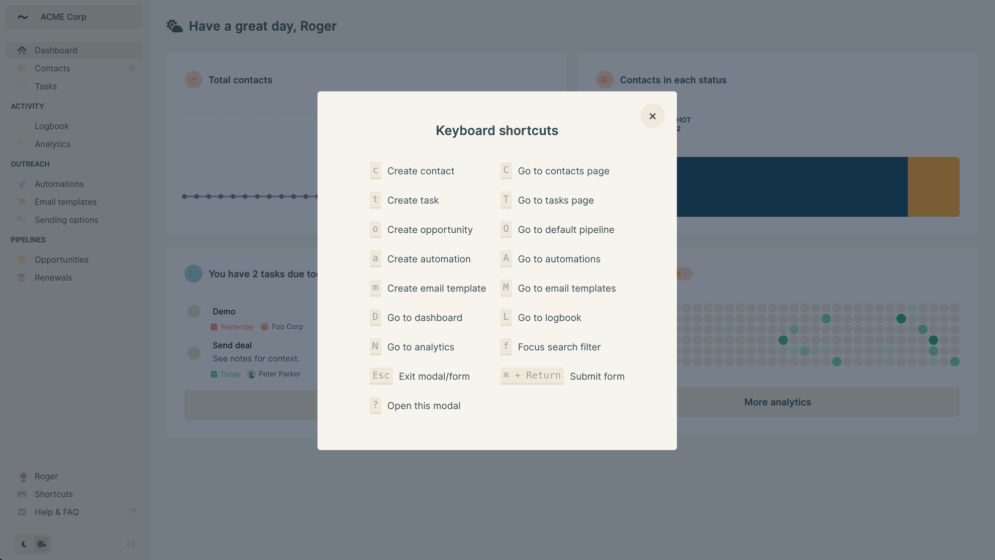 Shortcuts cheatsheet