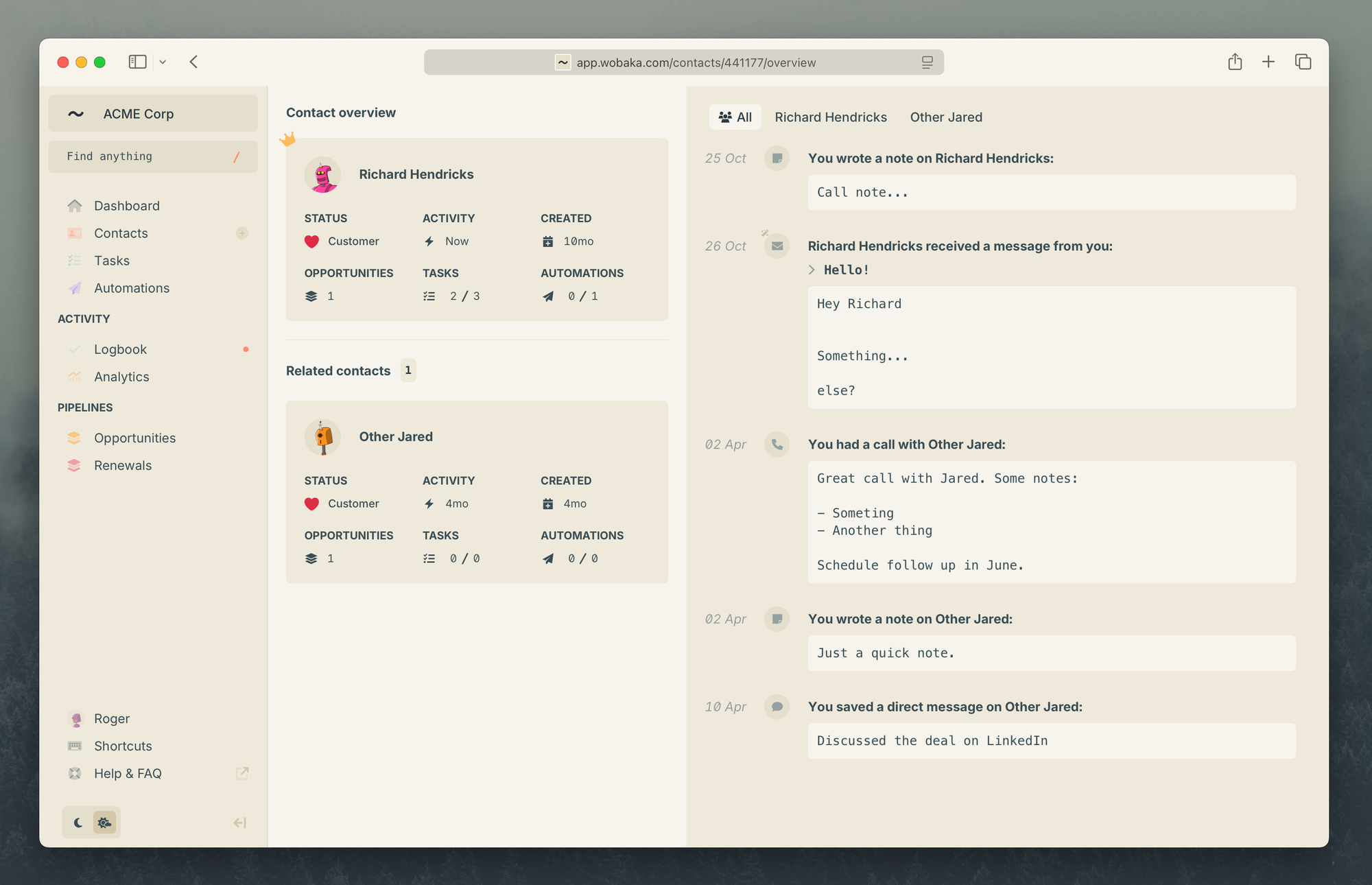 Contact overview