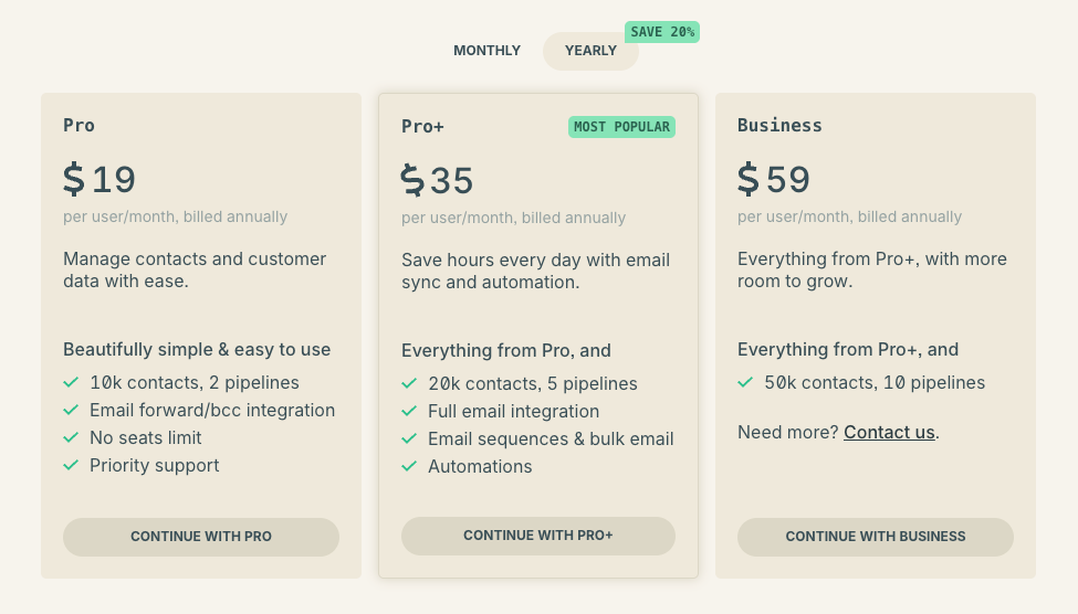 New pricing plans