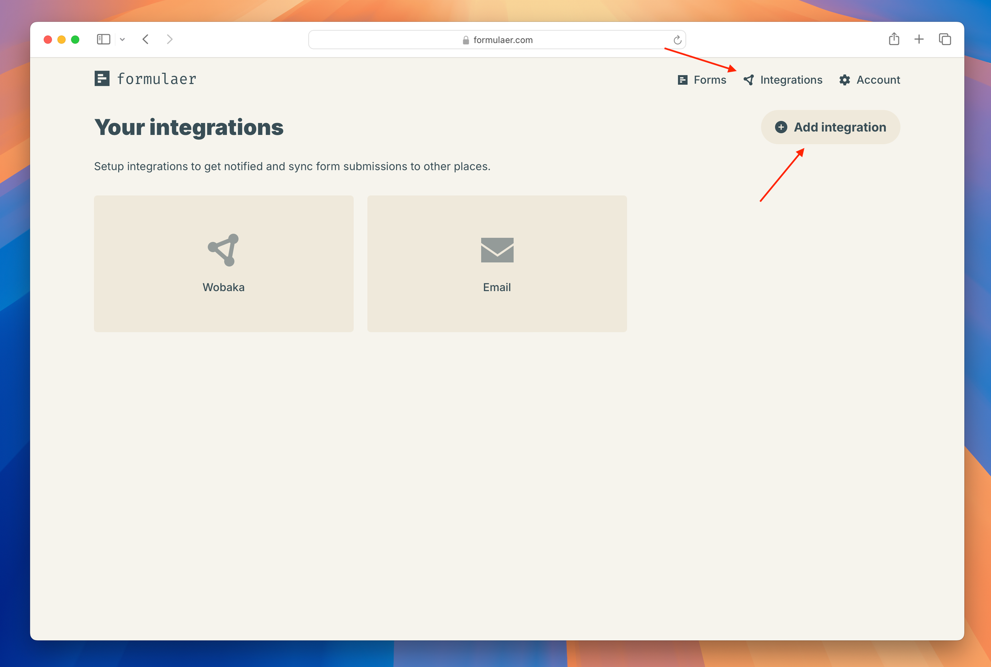 Formulaer integration