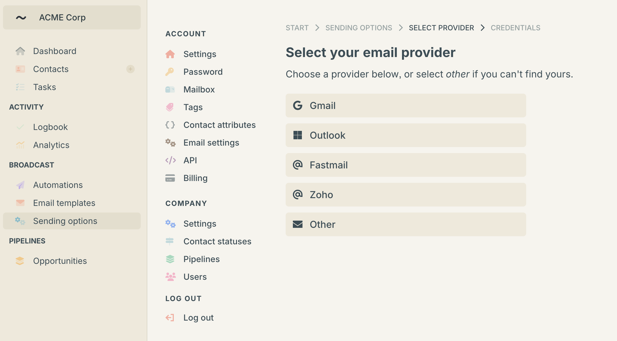 Wobaka email setup wizard